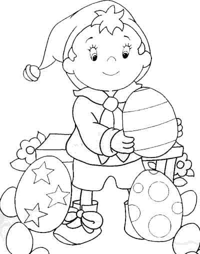 Oui-Oui et oeufs de paques coloriage