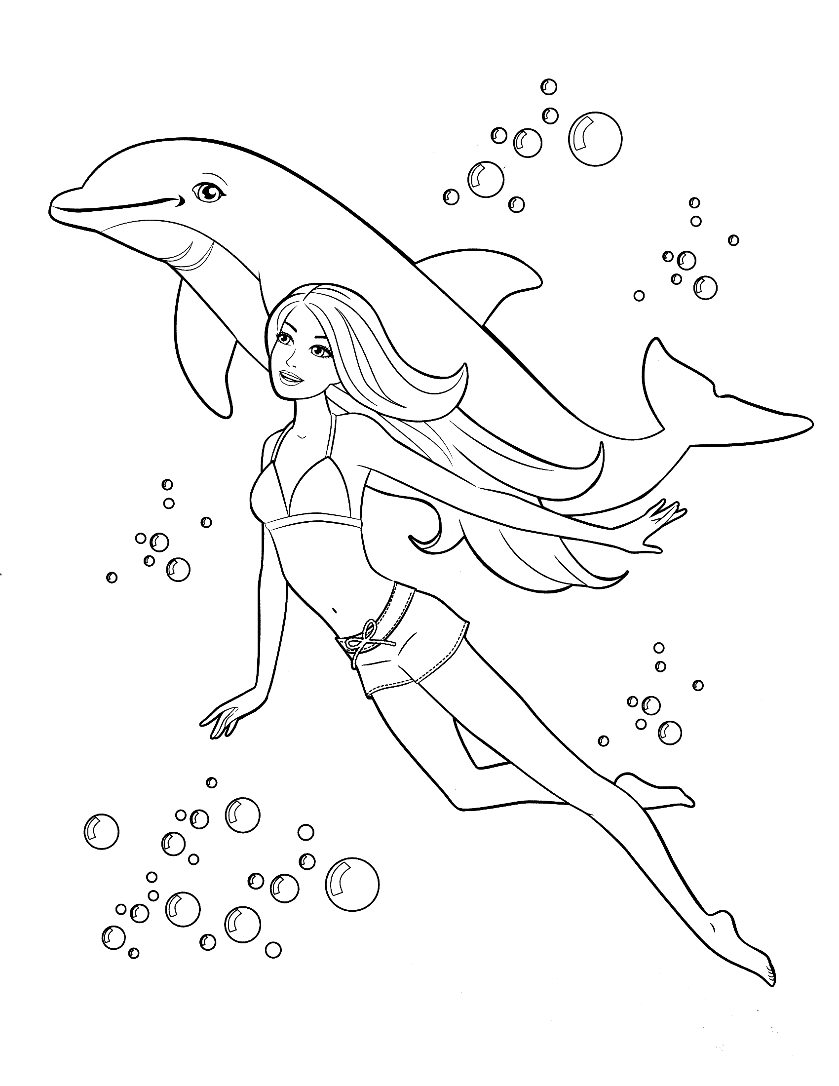 Coloriage Barbie dauphin