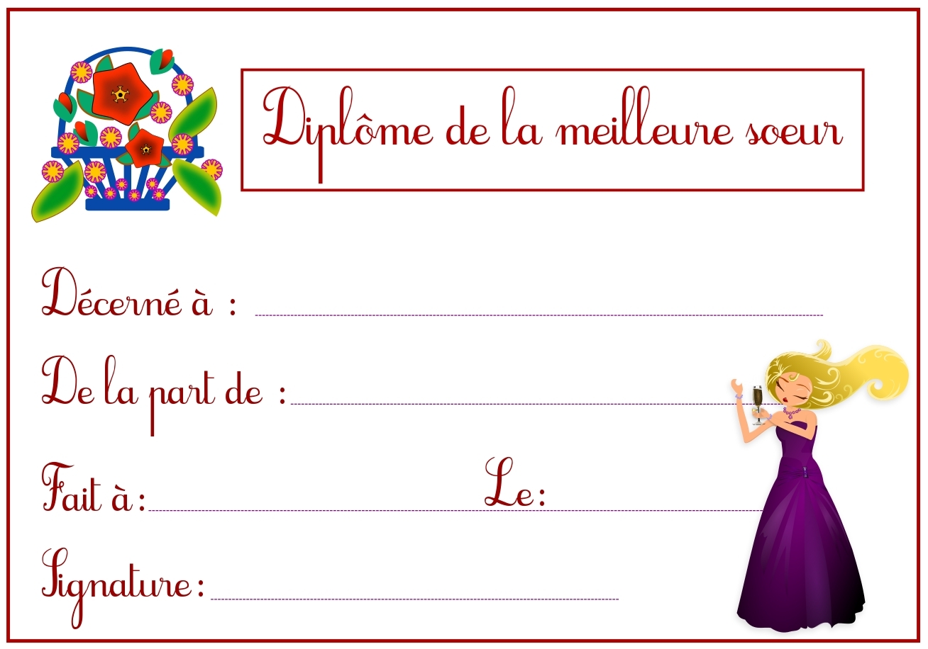 Diplôme meilleure soeur